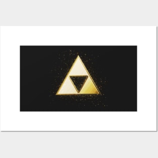 Gold Triforce Glitter Paint Splatter Posters and Art